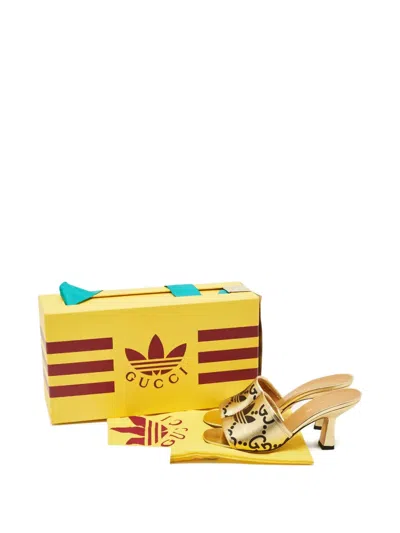 Pre-owned Gucci X Adidas Leather Heeled Mules In Gold