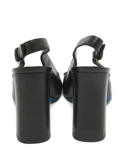 Pre-owned Loriblu 120mm Crystal Stud Slingback Pumps In Black