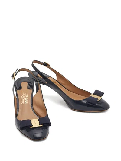 Pre-owned Ferragamo Bow Leather Pumps In Blue