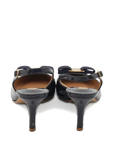 Pre-owned Ferragamo Bow Leather Pumps In Blue