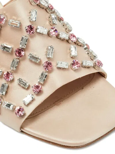 Pre-owned Miu Miu Crystal-embellished Sandals In Neutral