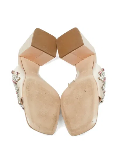 Pre-owned Miu Miu Crystal-embellished Sandals In Neutral