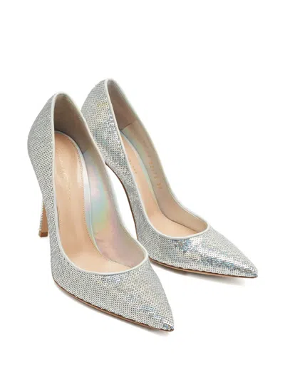 Pre-owned Gianvito Rossi Sequin-embellishment Pointed-toe Pumps In Silver
