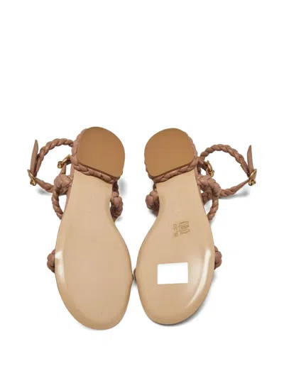Pre-owned Gianvito Rossi Braided Leather Flat Sandals In Neutral