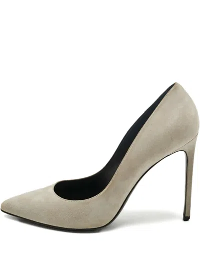 Pre-owned Saint Laurent Anja Stiletto Pumps In Gray