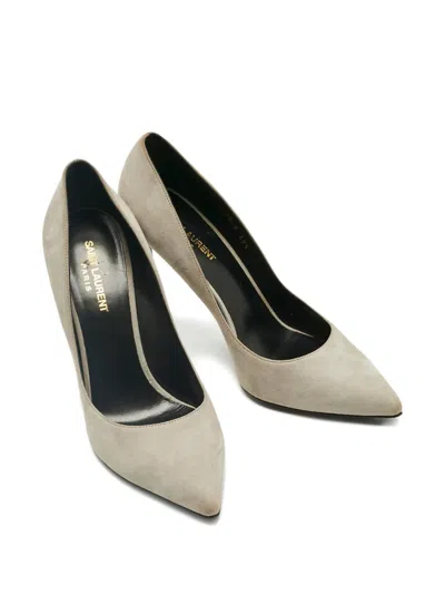 Pre-owned Saint Laurent Anja Stiletto Pumps In Gray