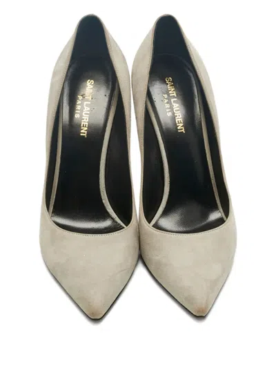 Pre-owned Saint Laurent Anja Stiletto Pumps In Gray