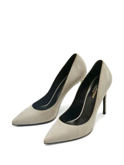 Pre-owned Saint Laurent Anja Stiletto Pumps In Gray