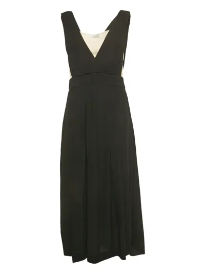 Pre-owned Sandro Crepe Sleeveless Midi Dress In Black