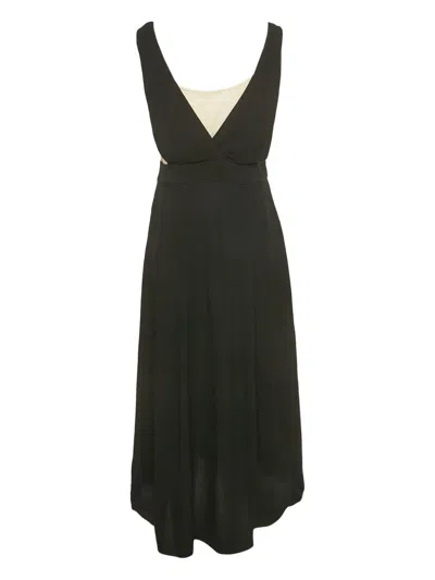 Pre-owned Sandro Crepe Sleeveless Midi Dress In Black