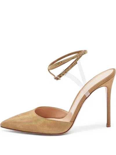 Pre-owned Gianvito Rossi 115mm Crystal-embellished Pumps In Neutral