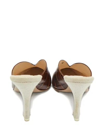 Pre-owned Attico Crocodile-embossed Mules In Brown