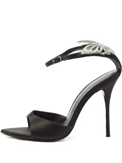 Pre-owned Sophia Webster 110mm Crystal-embellished Sandals In Black