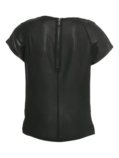 Pre-owned Alice And Olivia Leather Chiffon Top In Black