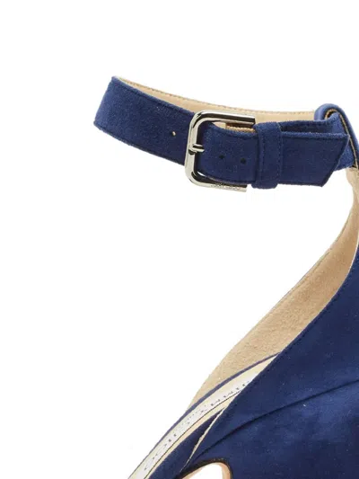 Pre-owned Jimmy Choo 2024 100mm Suede Sandals In Blue