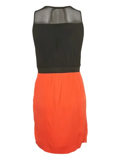 Pre-owned Sandro Mesh-detailed Mini Dress In Red