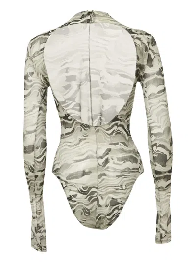 Pre-owned Mugler Camouflage-print Bodysuit In Gray