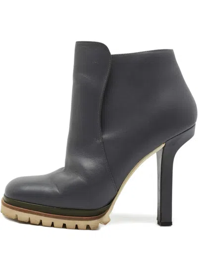 Pre-owned Marni 130mm Leather High-heel Boots In Gray