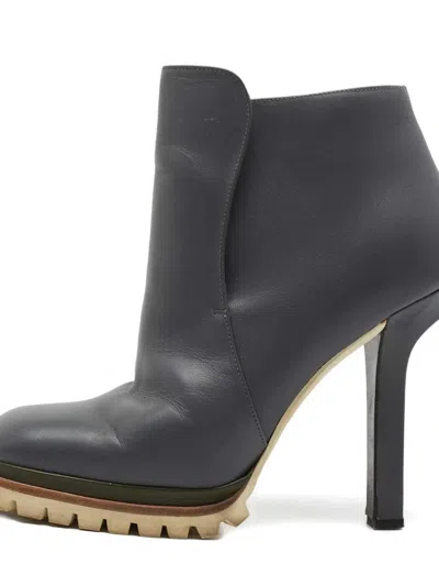 Pre-owned Marni 130mm Leather High-heel Boots In Gray