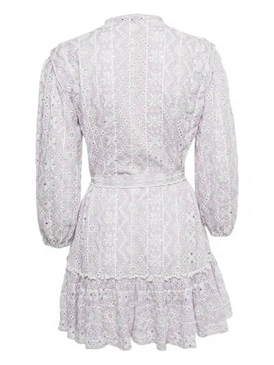 Pre-owned Maje Cotton Embroidery Mini Dress In White