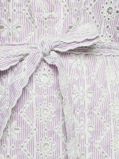 Pre-owned Maje Cotton Embroidery Mini Dress In White