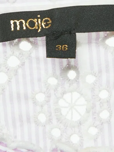 Pre-owned Maje Cotton Embroidery Mini Dress In White