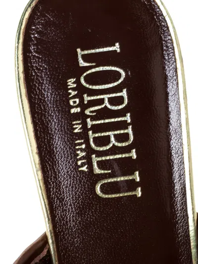 Pre-owned Loriblu 100mm Interwoven Wedge Sandals In Brown