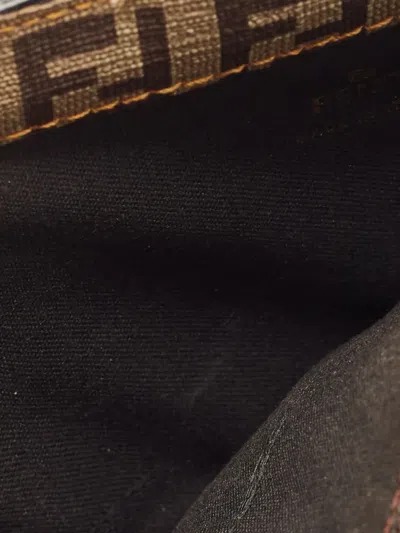 Pre-owned Fendi French Coated-canvas Compact Wallet In Black