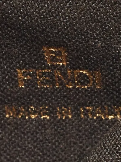 Pre-owned Fendi French Coated-canvas Compact Wallet In Black