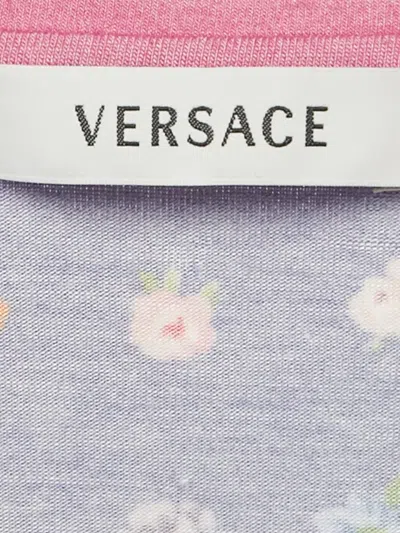 Pre-owned Versace Printed V-neck T-shirt In Pink