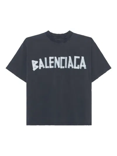 Balenciaga Logo-print Round-neck T-shirt In Black