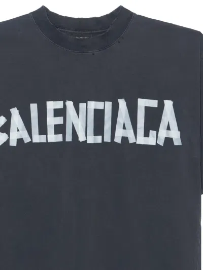Balenciaga Logo-print Round-neck T-shirt In Black