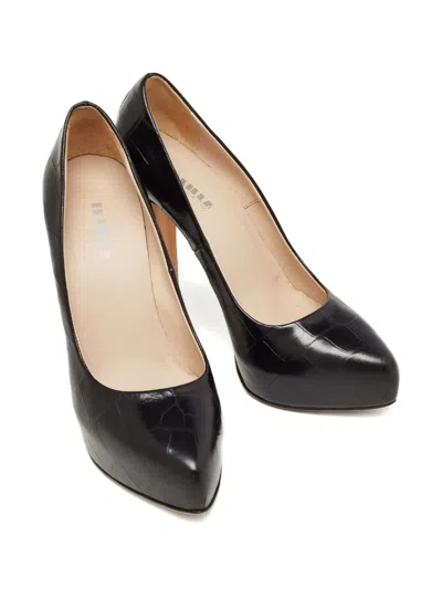 Pre-owned Le Silla Leather Platform Pumps In Black