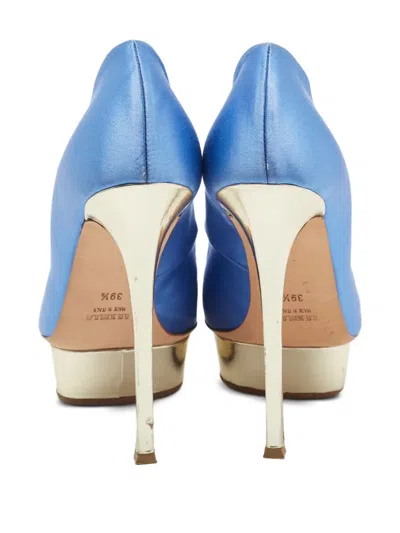 Pre-owned Le Silla 2024 Satin Platform Pumps In Blue