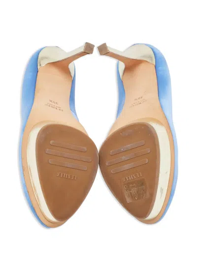 Pre-owned Le Silla 2024 Satin Platform Pumps In Blue