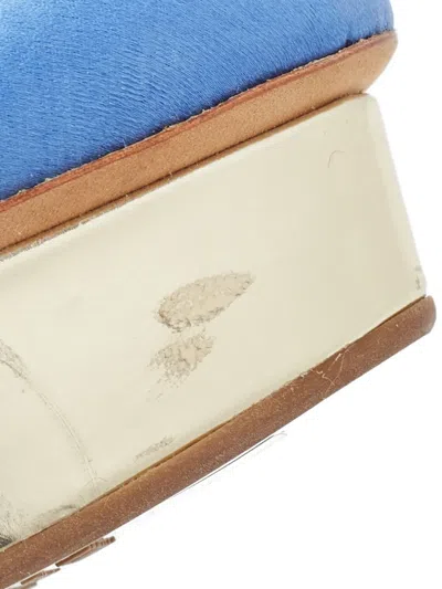 Pre-owned Le Silla 2024 Satin Platform Pumps In Blue