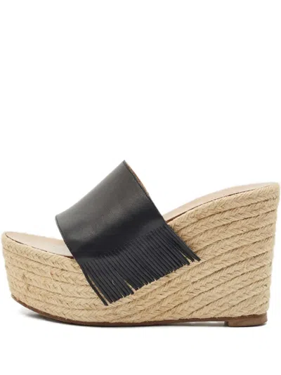 Pre-owned Chloé 110mm Estel Espadrilles In Black