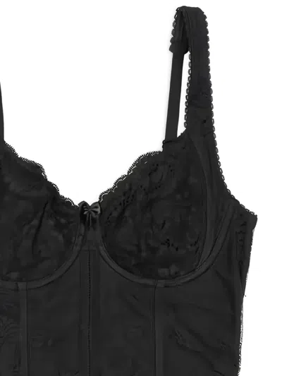 Balenciaga Sweetheart-neck Lace Top In Black