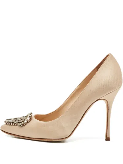 Pre-owned Manolo Blahnik 1155298 Beige In Neutral