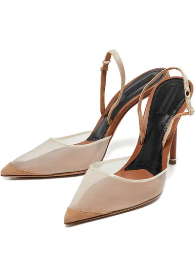 Pre-owned Alexander Wang 95mm Slingback Pumps In Neutral