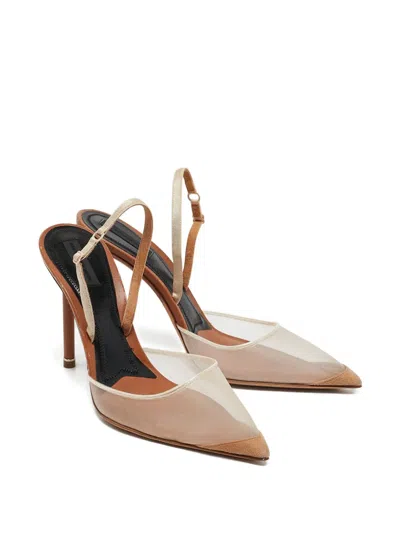 Pre-owned Alexander Wang 95mm Slingback Pumps In Neutral