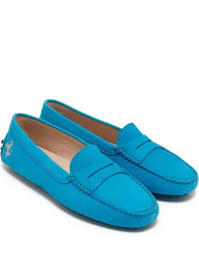 Pre-owned Tod's Vintage X Ferrari Leather Penny Loafers In Blue