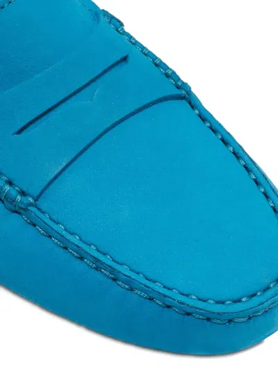 Pre-owned Tod's Vintage X Ferrari Leather Penny Loafers In Blue