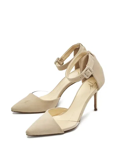 Pre-owned Giuseppe Zanotti Vintage 85mm Suede Ankle-strap Heeled Pumps In Neutral