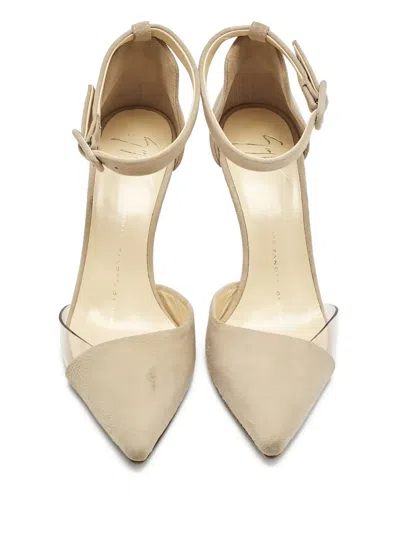 Pre-owned Giuseppe Zanotti Vintage 85mm Suede Ankle-strap Heeled Pumps In Neutral