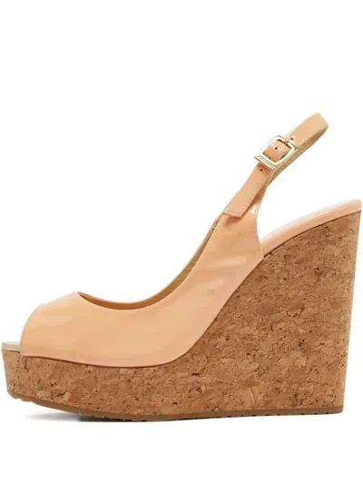 Pre-owned Jimmy Choo 120mm Prova Wedge Sandals In Orange