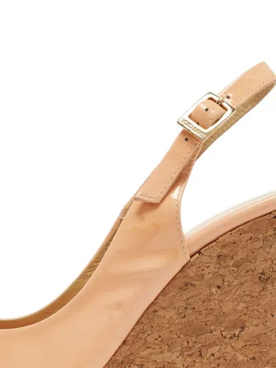 Pre-owned Jimmy Choo 120mm Prova Wedge Sandals In Orange