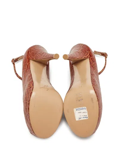 Pre-owned Giuseppe Zanotti Vintage 140mm Crocodile-effect Pumps In Brown