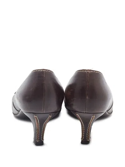 Pre-owned Ferragamo 65mm Buckle-embellishement Leather Pumps In Brown