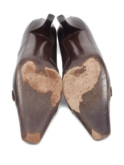 Pre-owned Ferragamo 65mm Buckle-embellishement Leather Pumps In Brown